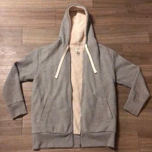Forever 21 fleece lined grey & cream zip up hoodie